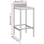 vidaXL Ensemble de bar jardin 3 Pièces gris poly rotin/bois massif acacia
