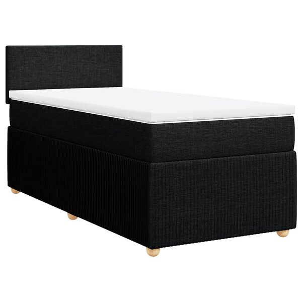 vidaXL Sommier à lattes de lit avec matelas Noir 90x200 cm Tissu