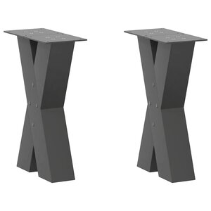 vidaXL Pieds de table basse en forme de X  2 pièces  anthracite  28 x (42-43) cm  acier