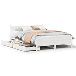 vidaXL Cadre de lit sans matelas blanc 135x190 cm bois de pin massif