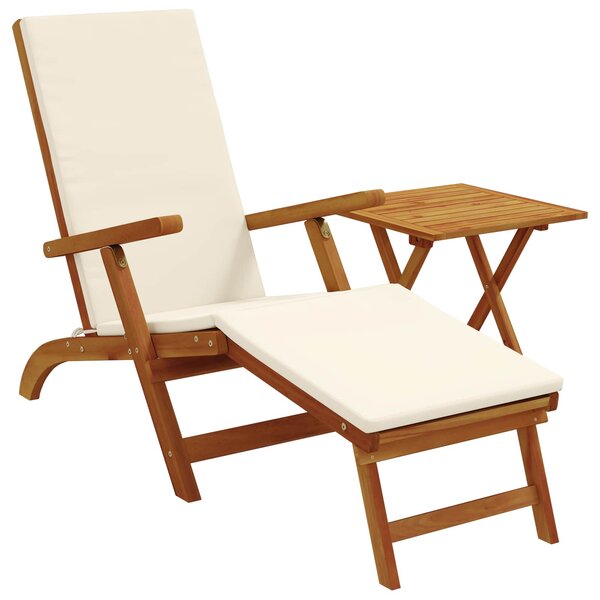 vidaXL Chaise longue inclinable et pliable 2 Pièces Crème blanc