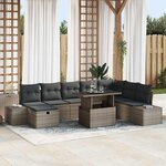 vidaXL Ensemble de canapé de jardin 9 Pièces Gris polyrotin
