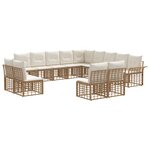 vidaXL Ensemble de canapés d'extérieur 13 Pièces Blanc Naturel et Crème