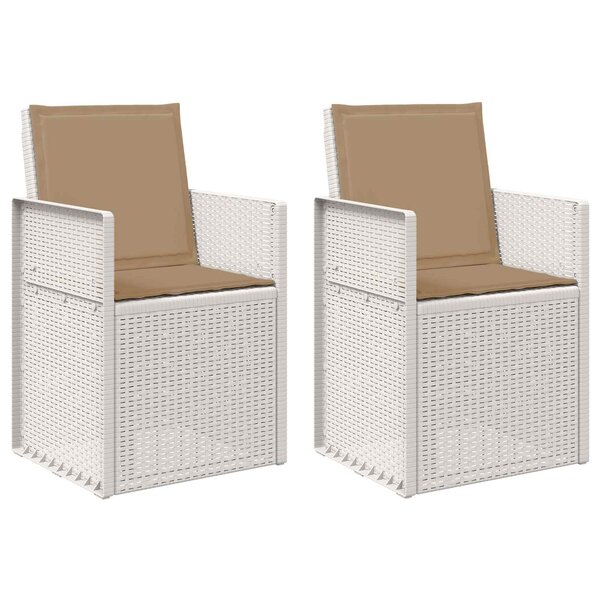 vidaXL Chaises de jardin salle à manger 2 pc Blanc et taupe PP