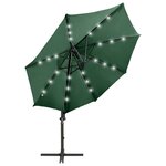 vidaXL Parasol déporté avec mât et lumières LED Vert 300 cm