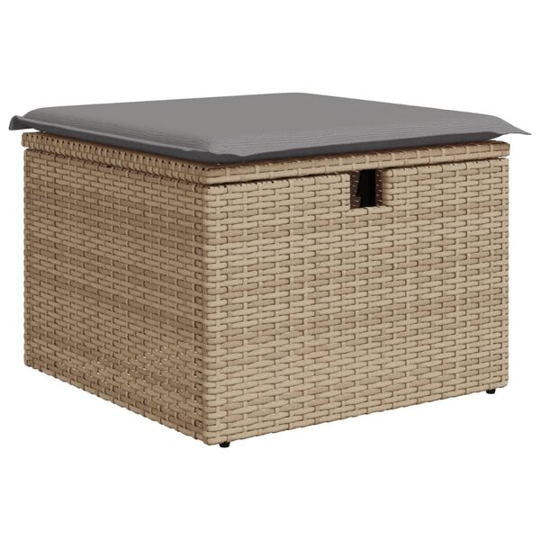 vidaXL Tabouret de jardin avec coussin beige 55x55x37cm résine tressée