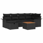 vidaXL Ensemble de canapé de jardin avec coussin 7 Pièces Noir polyrotin