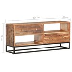 vidaXL Meuble TV 120x30x50 cm Bois d'acacia brut