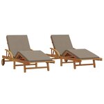 vidaXL Transat 2 Pièces Taupe 200 x 67 x 84cm Bois d'acacia massif
