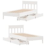 vidaXL Cadre de lit sans matelas blanc 75x190 cm bois de pin massif
