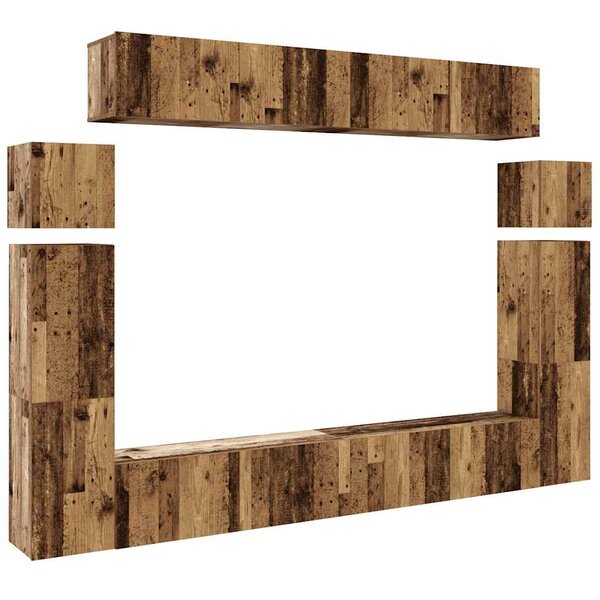 vidaXL Ensemble de meuble TV mural 8 Pièces vieux bois bois d'ingénierie
