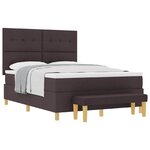 vidaXL Lit à ressorts avec coussin Marron foncé 200 x 140 cm tissu