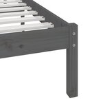 vidaXL Cadre de lit Gris 135x190 cm Bois de pin massif Double