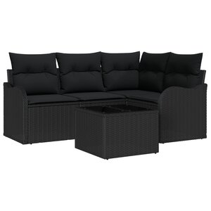 Set de Canapé de Jardin de 5 Pièces avec Coussins Beige Rattan Poly