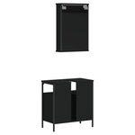 vidaXL Ensemble de meubles salle de bain 2 Pièces noir bois d'ingénierie