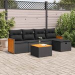 vidaXL Salon de jardin 6 Pièces avec coussins noir résine tressée