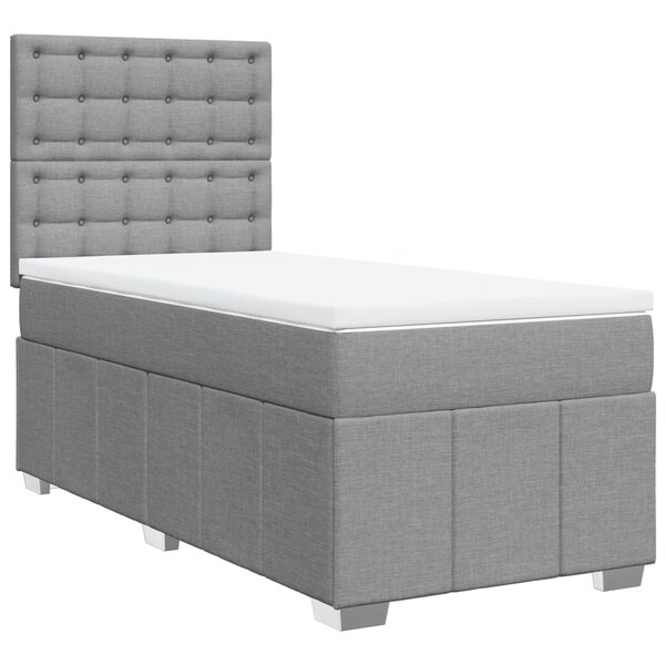 vidaXL Sommier à lattes de lit et matelas Gris clair 90x190 cm Tissu