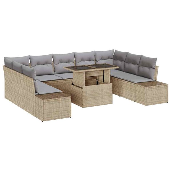 vidaXL Ensemble de canapé de jardin 10 Pièces beige et gris clair