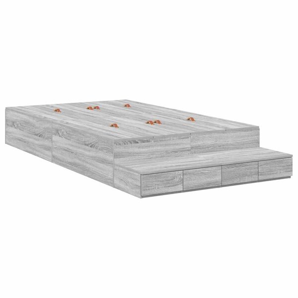 vidaXL Cadre de lit avec rangement avec tiroir Gris Sonoma 120 cm