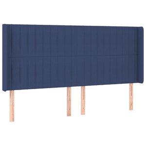 vidaXL Tête de lit avec oreilles Bleu 203x16x118/128 cm Tissu