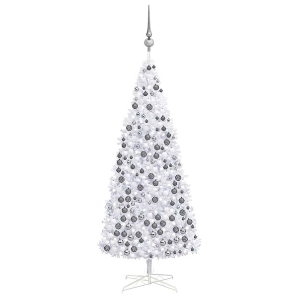vidaXL Arbre de Noël artificiel pré-éclairé et boules 400 cm blanc