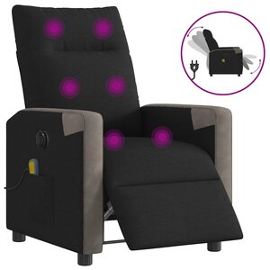 vidaXL Fauteuil de massage inclinable électrique Noir Tissu