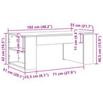 vidaXL Table basse sonoma gris 102x55x42 cm bois d'ingénierie