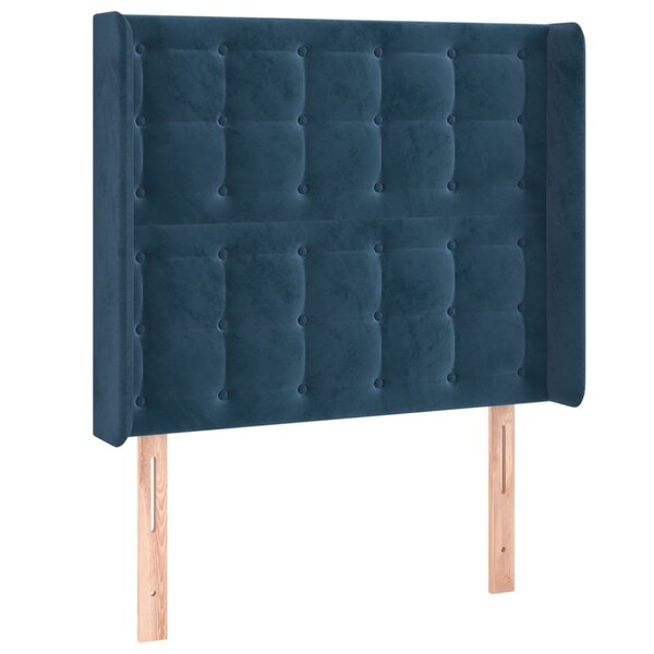 vidaXL Tête de lit avec oreilles Bleu foncé 103x16x118/128 cm Velours
