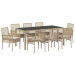 vidaXL Ensemble de salle à manger pour jardin 9 Pièces Beige Rattan PE