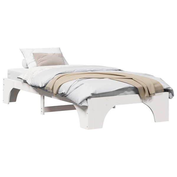 vidaXL Cadre de lit Blanc 75 x 190 cm Pin massif