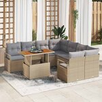 vidaXL Ensemble de salle à manger pour jardin 9 Pièces Beige  Gris