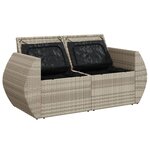 vidaXL Canapé de jardin 2 places et coussins gris clair résine tressée