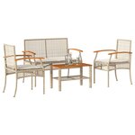 vidaXL Salon de jardin avec coussins 4 Pièces beige résine tressée