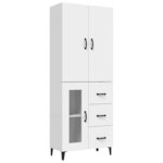 vidaXL Buffet haut Blanc 69 5x34x180 cm Bois d'ingénierie