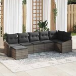 vidaXL Ensemble de canapé de jardin 7 Pièces Gris Poly rotin