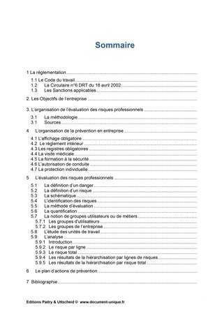 Document unique d'évaluation des risques professionnels métier (Pré-rempli) : Pizzeria - Version 2024 UTTSCHEID