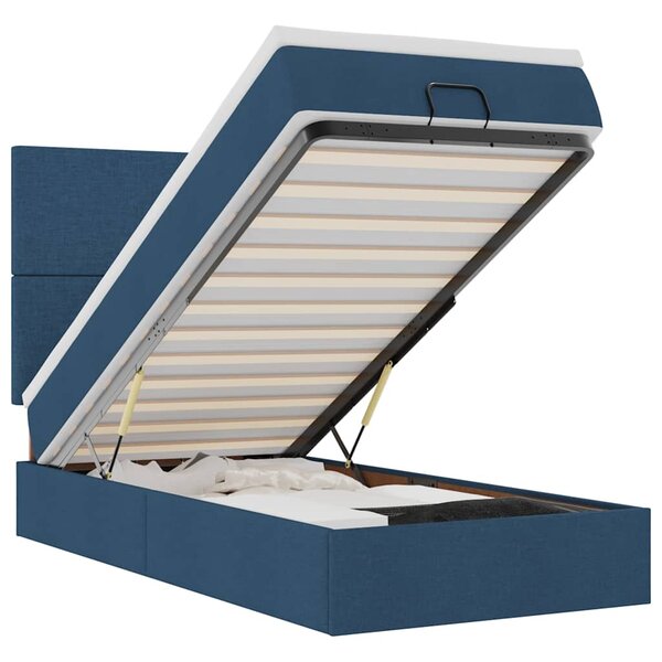 vidaXL Lit ottoman avec matelas bleu 90x200 cm tissu