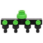 vidaXL Adaptateur de robinet à 4 voies vert/noir 19 5x6x11 cm ABS & PP