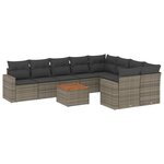 vidaXL Salon de jardin avec coussins 10 Pièces gris résine tressée