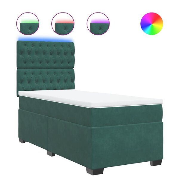 vidaXL Sommier à lattes de lit avec matelas Vert foncé 90x190 cm