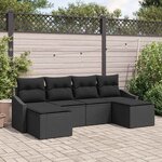 vidaXL Ensemble de salle à manger pour jardin avec coussin 6 Pièces Noir