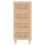 vidaXL Buffet Blanc 40x30x90 cm Bois de pin massif et rotin naturel