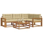 vidaXL Ensemble de canapés d'extérieur 5 Pièces Naturel et Beige