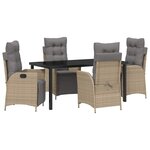 vidaXL Ensemble de salle à manger pour jardin 5 Pièces Beige Poly rotin