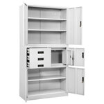 Armoire de bureau en acier design contemporain avec 3 étagères réglables 90 x 40 x 180 cm en acier blanc 02_0046911