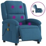 vidaXL Fauteuil inclinable de massage électrique bleu velours