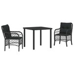 vidaXL Ensemble de salle à manger pour jardin 3 Pièces Noir polyrotin