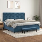vidaXL Sommier à lattes de lit et matelas Bleu foncé 200x200cm Velours