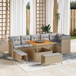 vidaXL Ensemble de canapé de jardin 9 Pièces Beige polyrotin