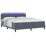 vidaXL Lit à ressort LED avec matelas Gris foncé 180 x 200 cm Velours